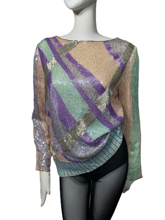 Sequin vintage top, Saks Fifth Avenue, silk, heavi