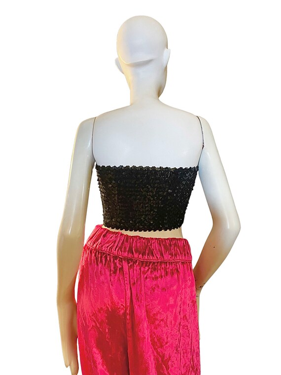 Sequin tube top, bow, black, vintage 1980s - image 4