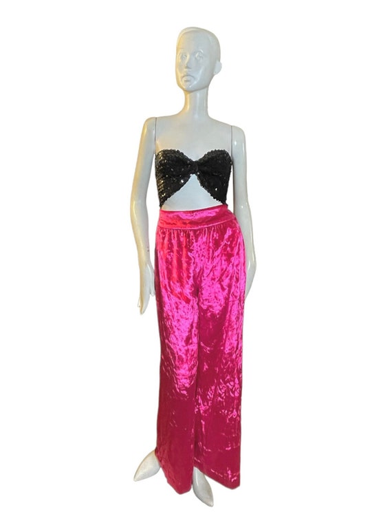 Sequin tube top, bow, black, vintage 1980s - image 1