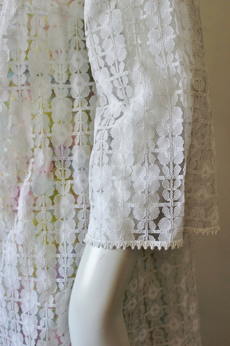Vintage lace jacket lightweight white Long 1960s