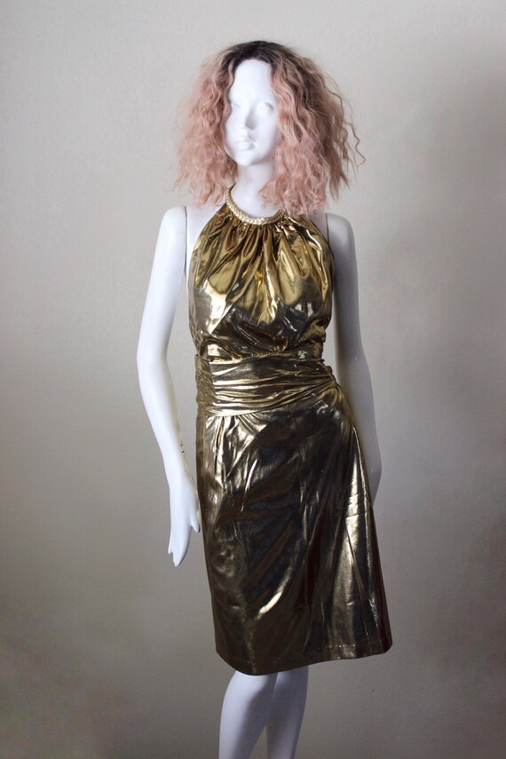 gold lame dress