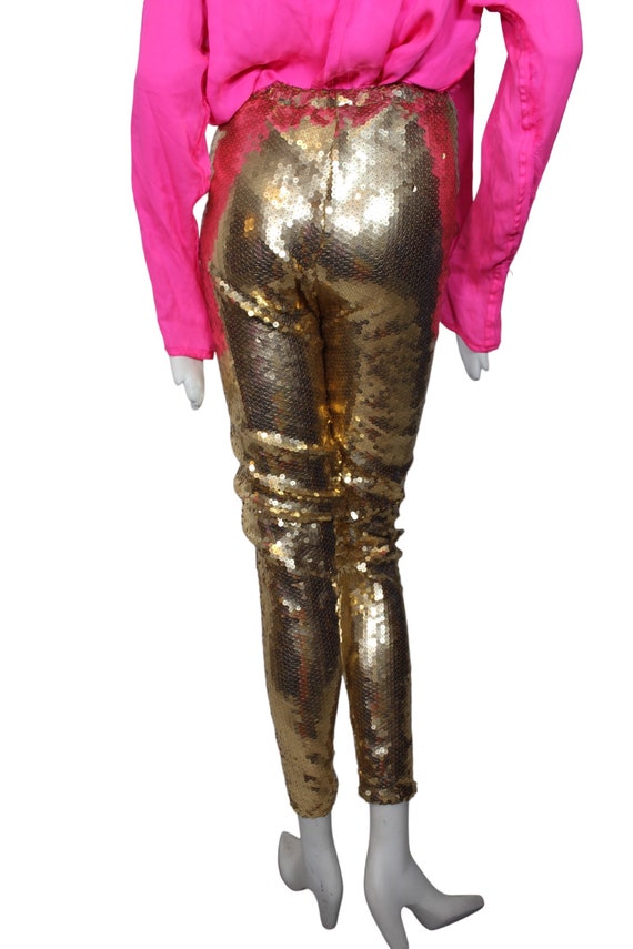 Gold sequin pants, vintage Bergdorf Goodman. Exce… - image 4