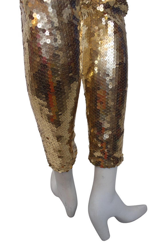 Gold sequin pants, vintage Bergdorf Goodman. Exce… - image 2