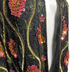 Paisley Sequined Design Beaded Silk Cardigan