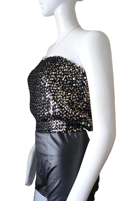 Sequin tube top, vintage, disco, clubwear, black … - image 8
