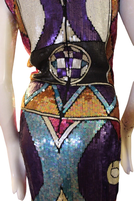 Sequin dress, vintage,silk, art deco, abstract, c… - image 7