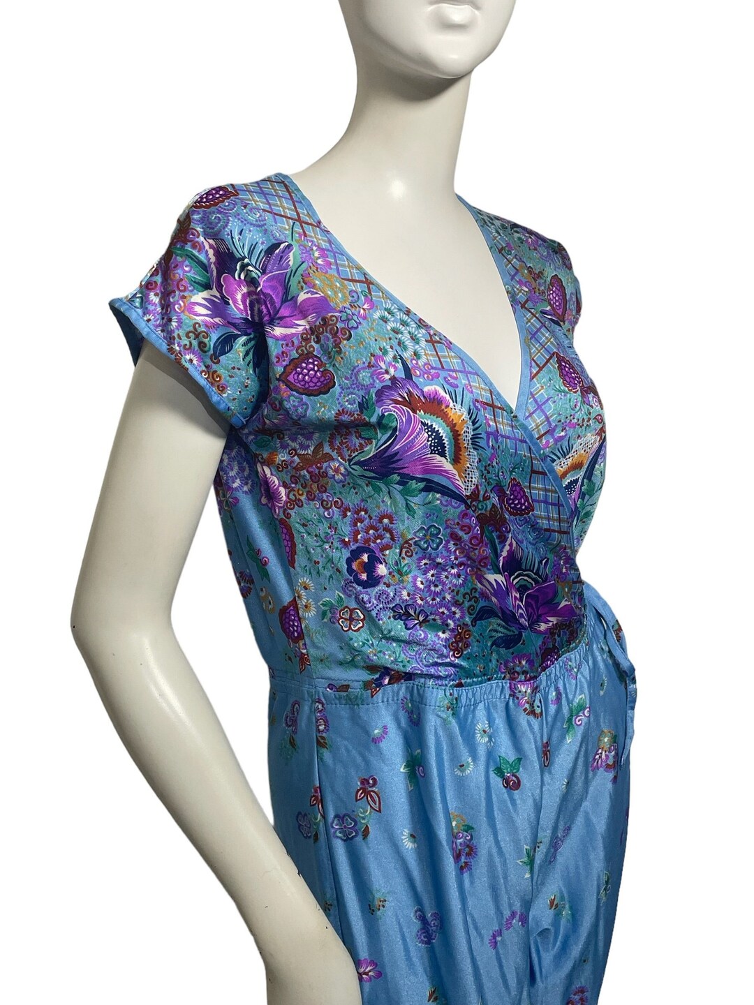 Vintage Deep V-neck Floral Jumpsuit