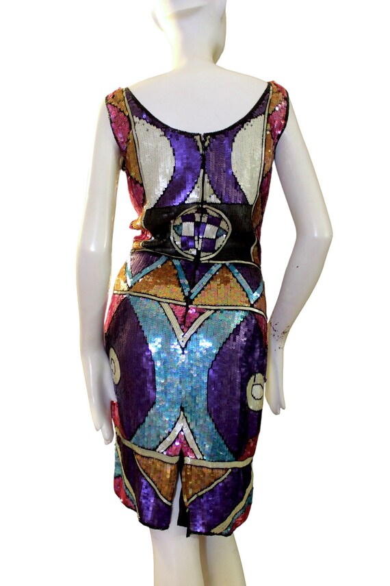 Sequin dress, vintage,silk, art deco, abstract, c… - image 10