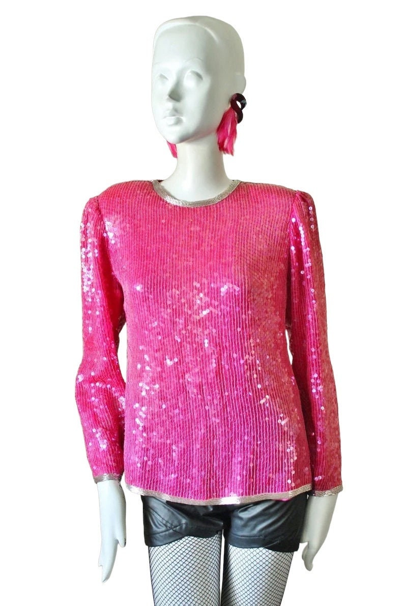 Pink sequin top long sleeve top