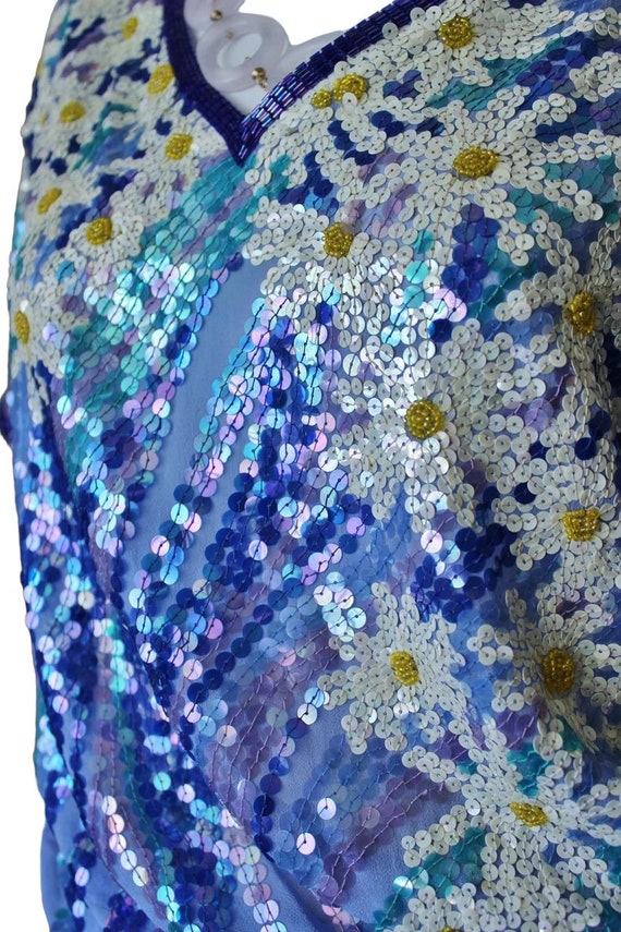 Sequin top, vintage, floral, silk. Saks Fifth Ave… - image 6