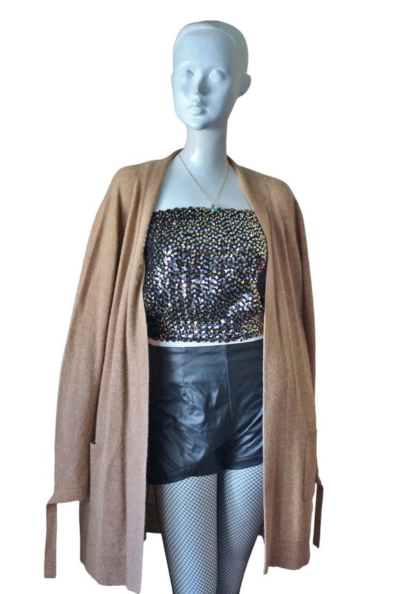 Sequin tube top, vintage, disco, clubwear, black … - image 1