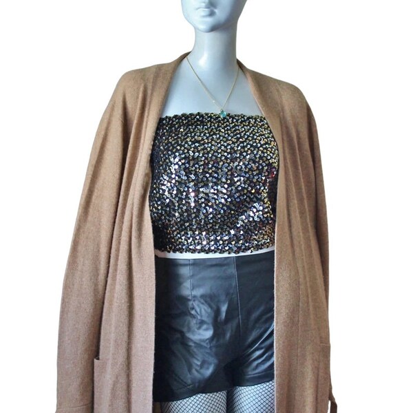 1970s Iridescent Blue Sequin Tube Top main image 0