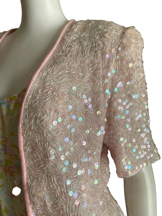 Pink sequin 1980s jacket, cardigan, pastel, sprin… - image 7