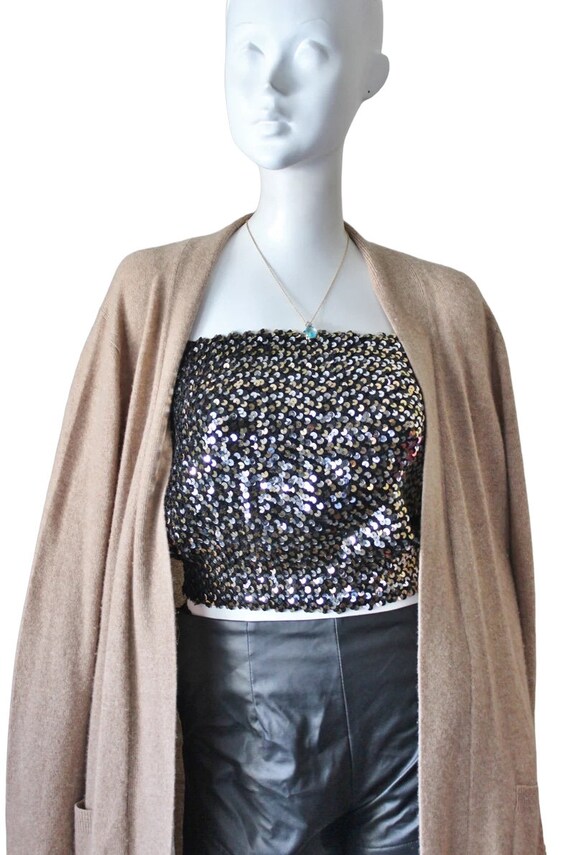 Sequin tube top, vintage, disco, clubwear, black … - image 3