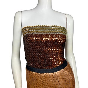 Vintage tube top, brown, gold, silver