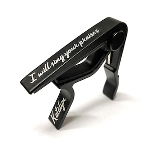 Personalized Guitar Capo Custom Text Engraving, Guitarist Gift,  Aluminum Quick Change Clamp Key Clip Acoustic and Electric, Mothers day