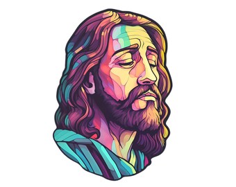Jesus Saves | Christian Sticker | Faith-Based Vinyl Decal for car water bottle laptop, Jesus Face