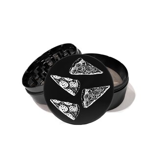 Laser Engraved Pizza Design Herb Grinder With FREE laser engraved Personalize the back of the grinder with your own message.0333