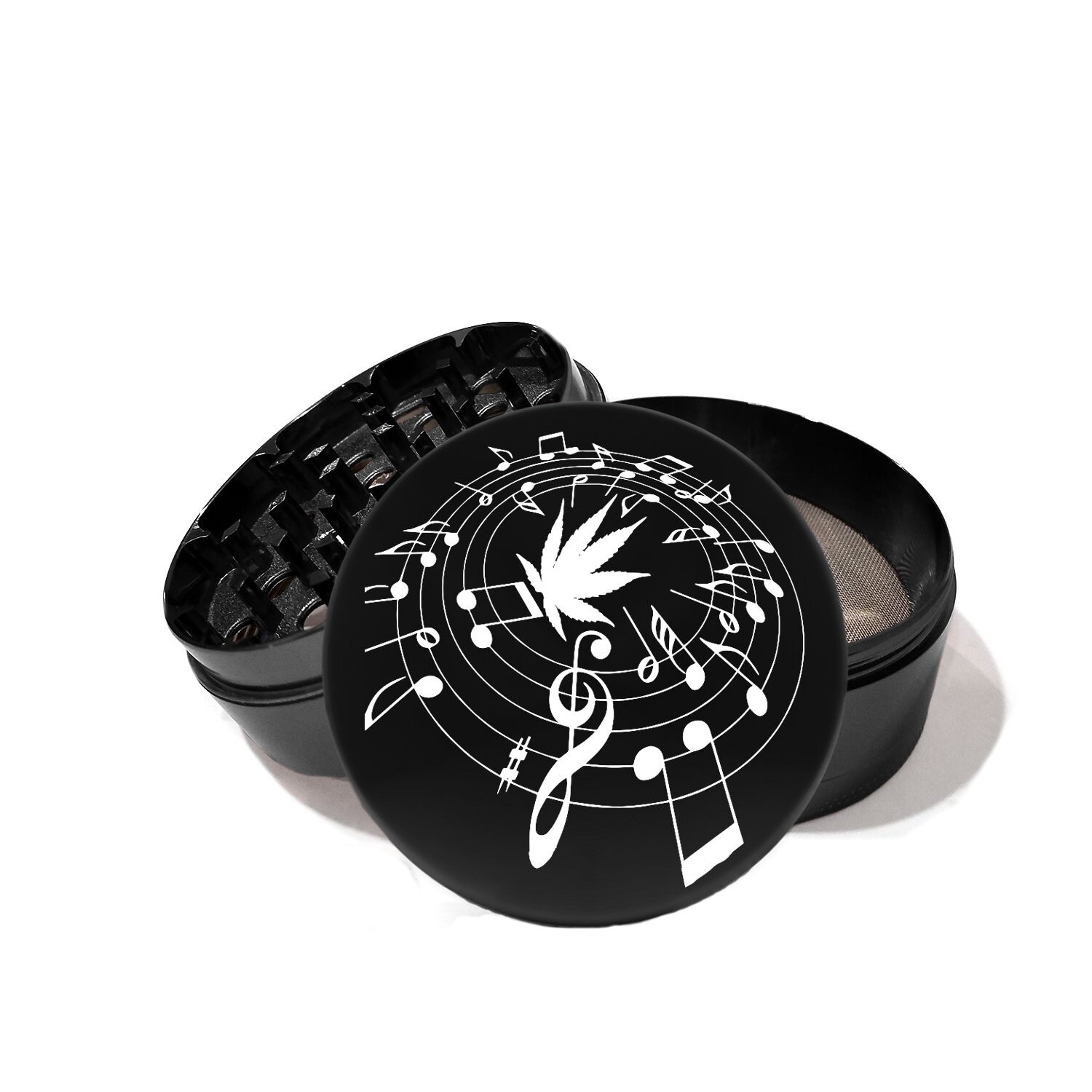 4 Piece laser engraved 4 piece premium aluminum herb grinder Treble Clef and Music Notes, Gifts For Men, For Women 0024L