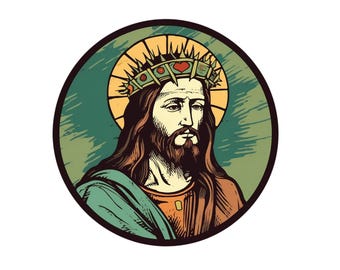 Jesus Saves | Christian Sticker | Faith-Based Vinyl Decal for car water bottle laptop, Jesus Face