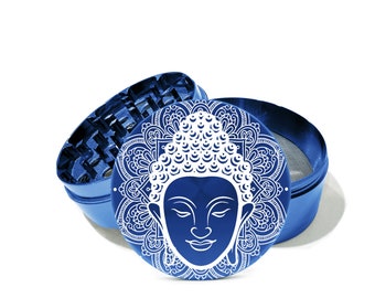 Buddha Meditation 4 Piece Aircraft grade aluminum laser engraved Free personalize Back of your grinder with your Massage 0120