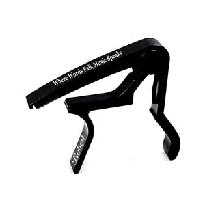 Custom Personalized Capo Where Words Fail...Aluminium Quick Change Clamp Key Clip Acoustic and Electric Guitar Capo name with your message
