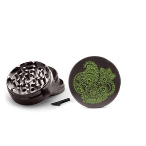 Paisley Henna Leaf Metal Grinder Herb With Catcher Set, 4 Piece Grinder  Girly Grinder, UV Printed 0205-G