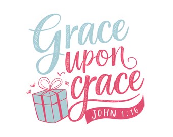 Jesus Saves | Christian Sticker | Faith-Based Vinyl Decal for car water bottle laptop, Grace upon grace verse, John 1:16