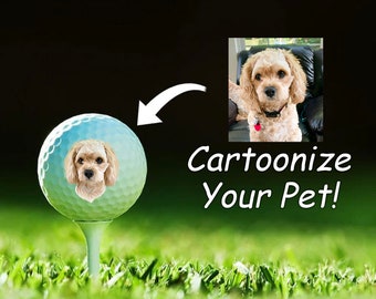 PET Face Golf Balls - Your pet's face on a golf ball, set of 3 Custom golf balls with same photo, Your dog's photo on a golf ball, dog lover