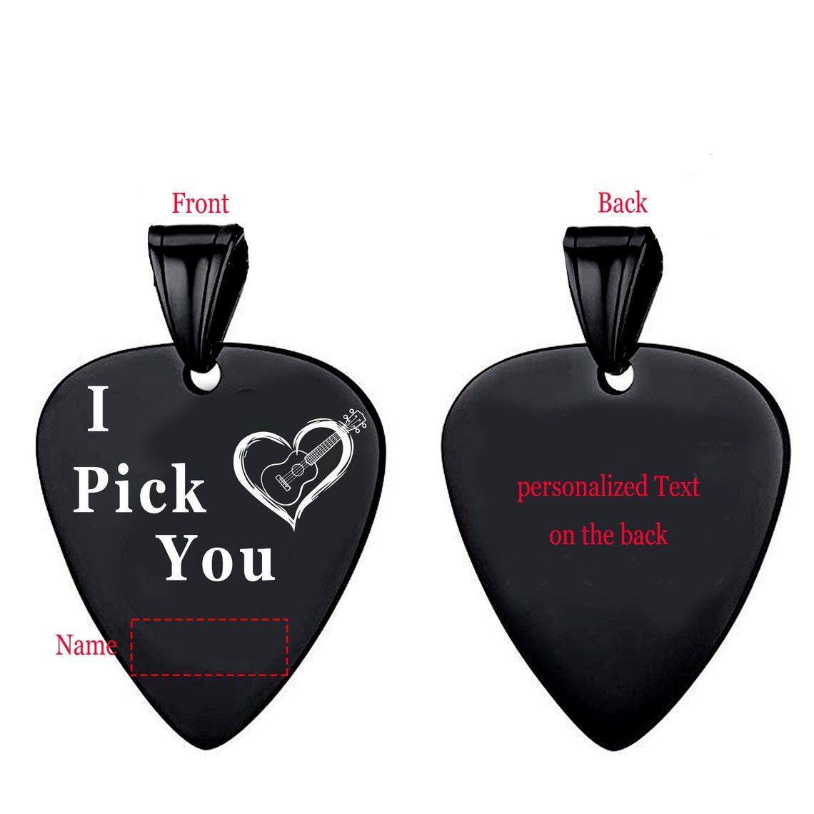 Personalized Engraved Custom Guitar Pick Pendant Necklace Etsy