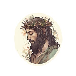 Jesus Saves | Christian Sticker | Faith-Based Vinyl Decal for car water bottle laptop, Jesus Face