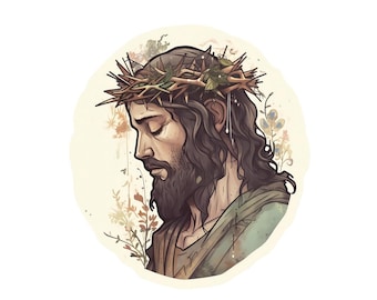 Jesus Saves | Christian Sticker | Faith-Based Vinyl Decal for car water bottle laptop, Jesus Face