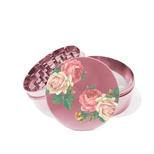 Wild Flower 4 Piece Metal Herb Grinder With FREE laser engraved custom text, Vintage Rose Girly Grinder, Pink Flower Grinder 0328