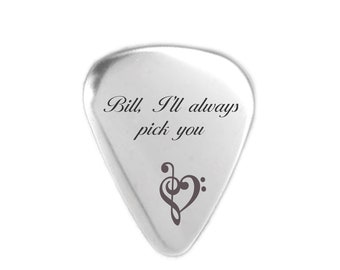 Personalized Engraved Custom Guitar Pick Stainless Steel Smooth High Polish Finish Mirror Shiny 2 side laser Engraved with Design & Message