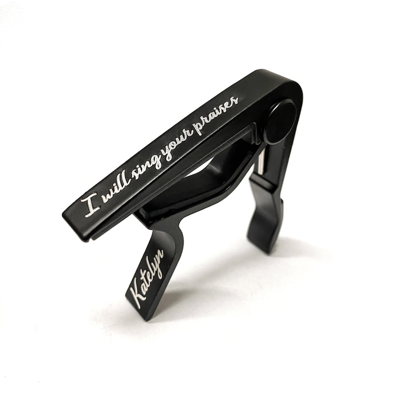 Personalized Guitar Capo Custom Text Engraving, Guitarist Gift,  Aluminum Quick Change Clamp Key Clip Acoustic and Electric, Mothers day