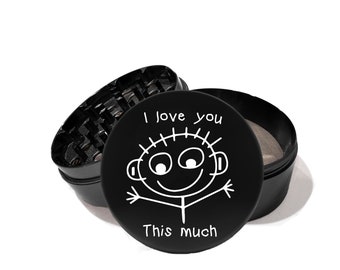 4 piece black anodized Aircraft grade Premium Aluminium Herb Grinder 2.5" 62MM Valentine's Day love Gift Laser Engraved L0318