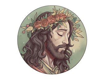 Jesus Saves | Christian Sticker | Faith-Based Vinyl Decal for car water bottle laptop, Jesus Face