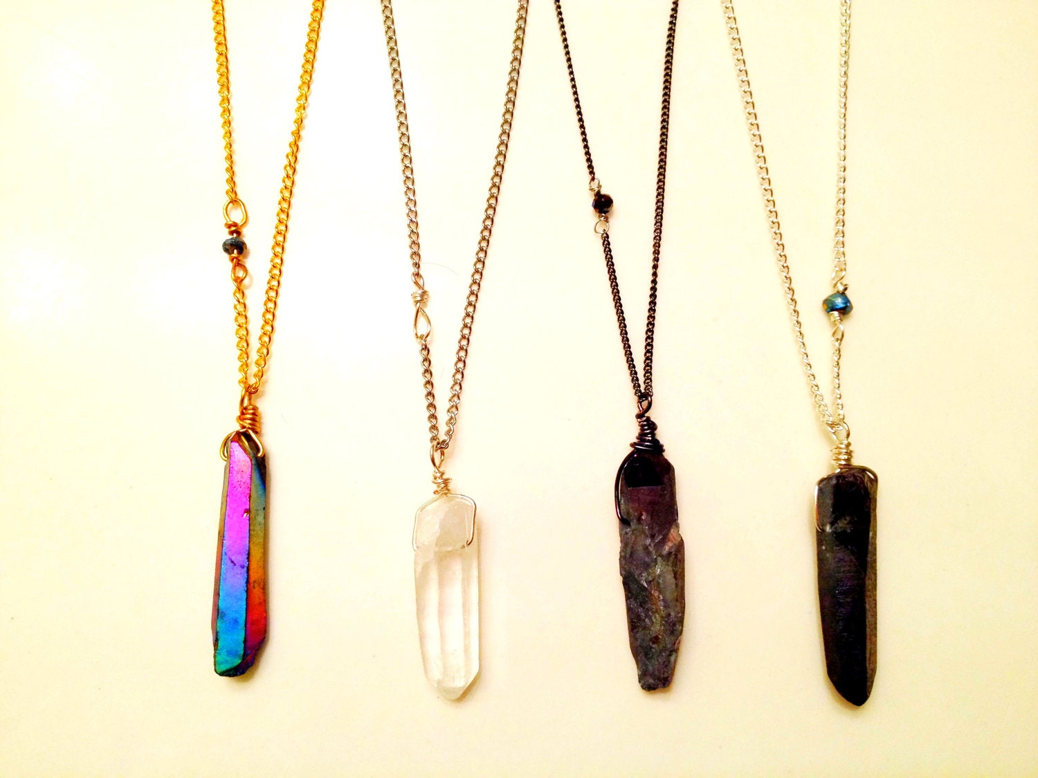 Long Crystal Prism Layering Necklace Etsy