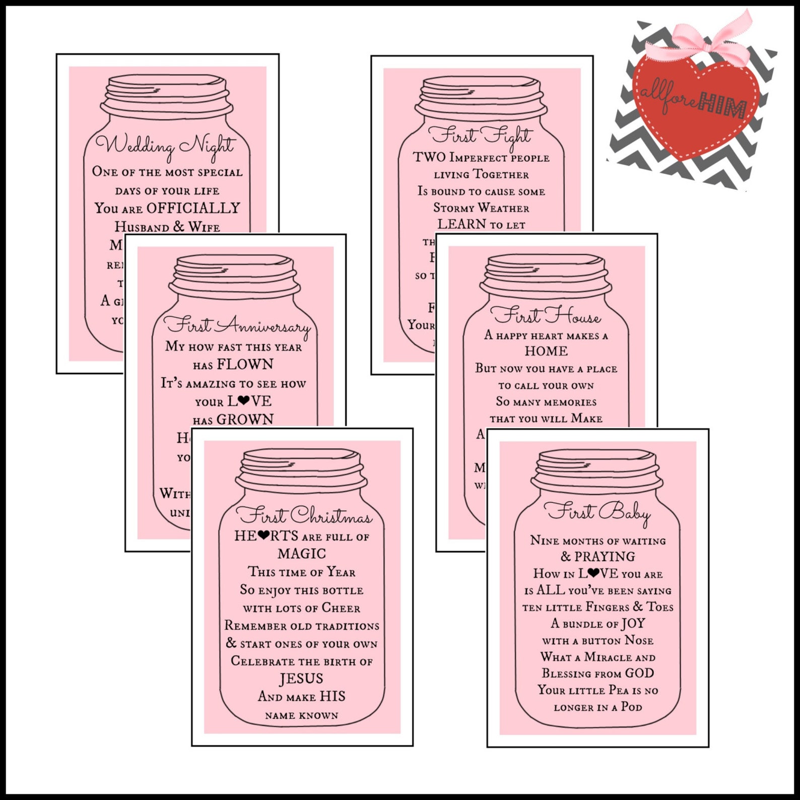 INSTANT DOWNLOAD Bridal Shower Wine Basket Gift Tags Set Etsy