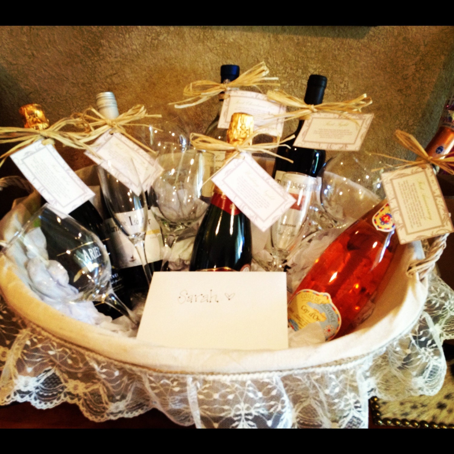 INSTANT DOWNLOAD Bridal Shower Wine Basket Gift Tags Set Etsy