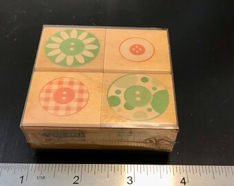Hero Arts Buttons Galore Wood Mounted Rubber Stamp Set.