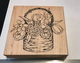 Stampendous Birch Bouquet Wood Mounted Rubber Stamp.