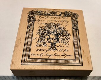 PSX/Santa Rosa Real Contentment With Life Consists Collage Wood Mounted Rubber Stamp.