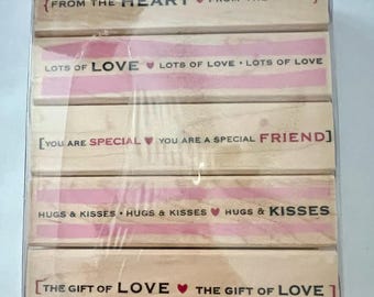 Hero Arts Love Message Borders Wood Mounted Rubber Stamp Set.
