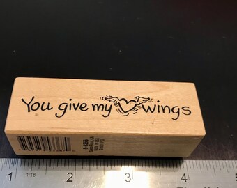 PSX/Santa Rosa You Give My Heart Wings Wood Mounted Rubber Stamp.