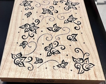 Sellos de goma montados en madera con fondo de diseño DENAMI.