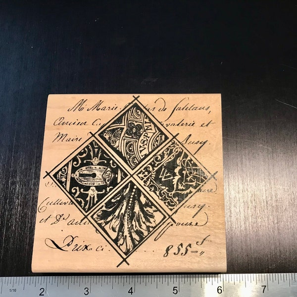 Stampers Anonymous Diamond Pattern Collage Wood Mounted Rubber Stamp.