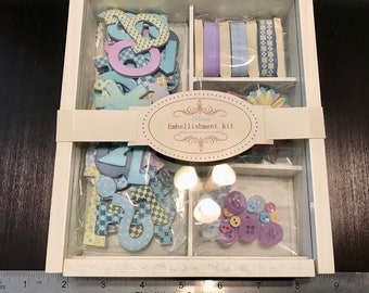 Prima Embellishment Kit, Cool Blue.