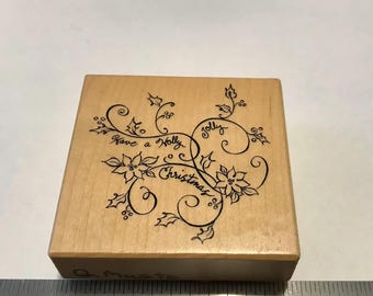 PSX/Santa Rosa Have a Holly Jolly Christmas Wood Mounted Rubber Stamp.