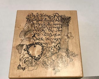 PSX/Santa Rosa We Bring Roses Collage Wood Mounted Rubber Stamp.